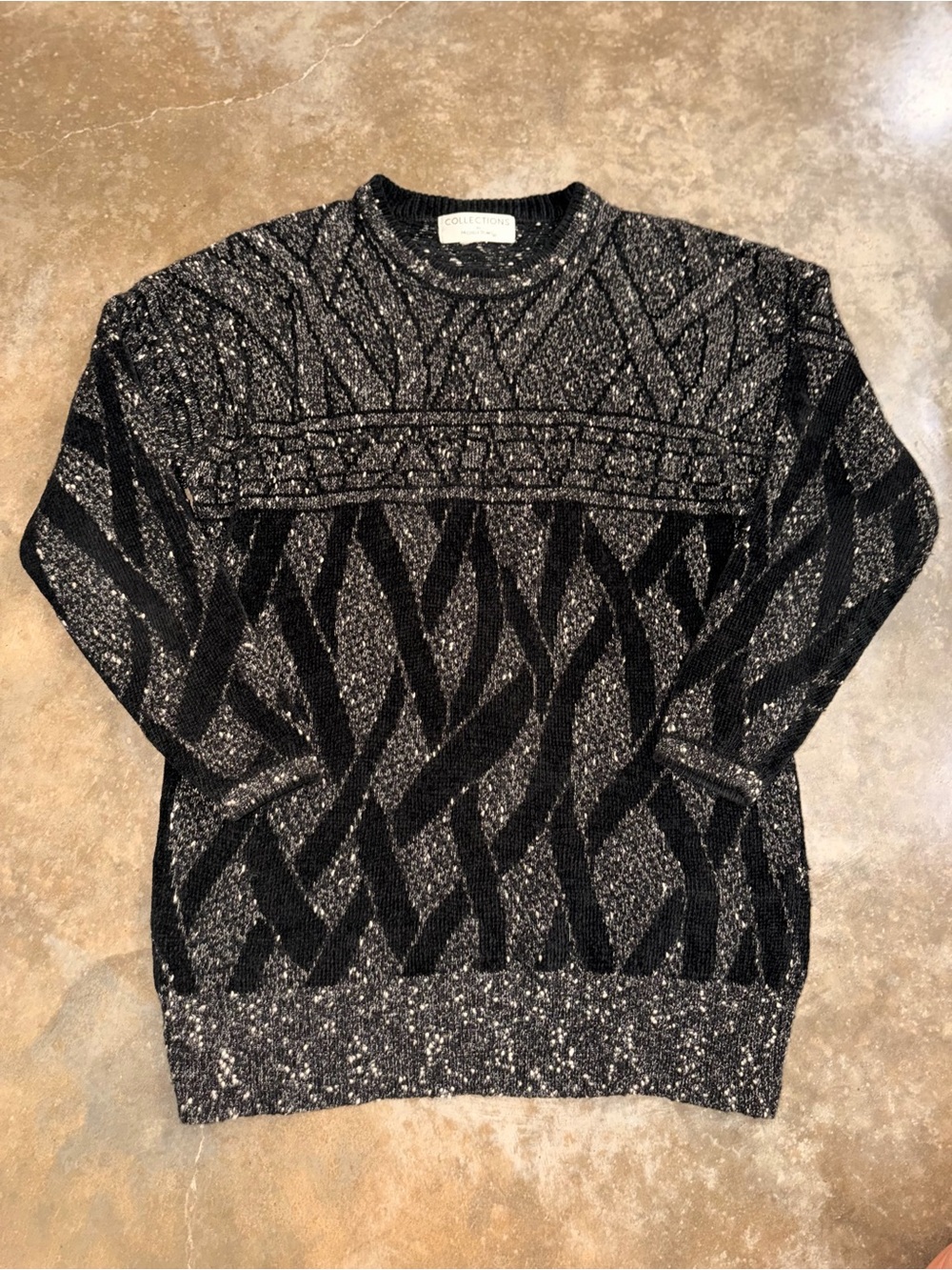 Collections by Michelle Stuart Grandpacore Cable Knit Sweater Black L Cabincore